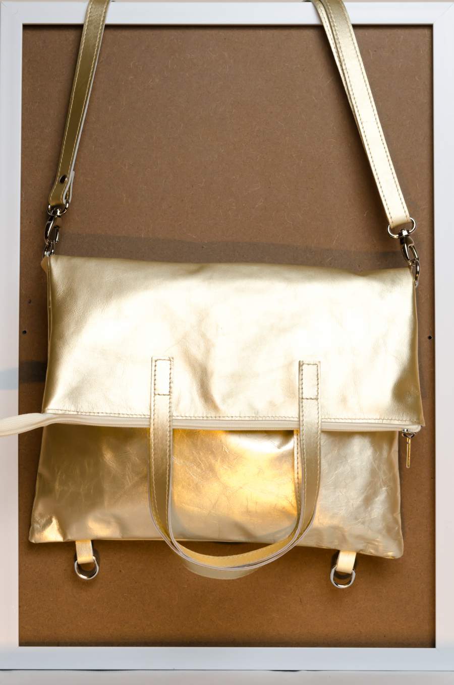 Variálható hátizsák kézifogóval - halvány arany színben